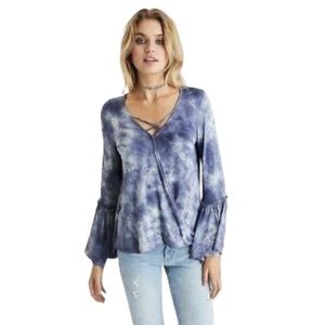 American Eagle Soft & Sexy Blue TieDye Bell Sleeve Top Medium